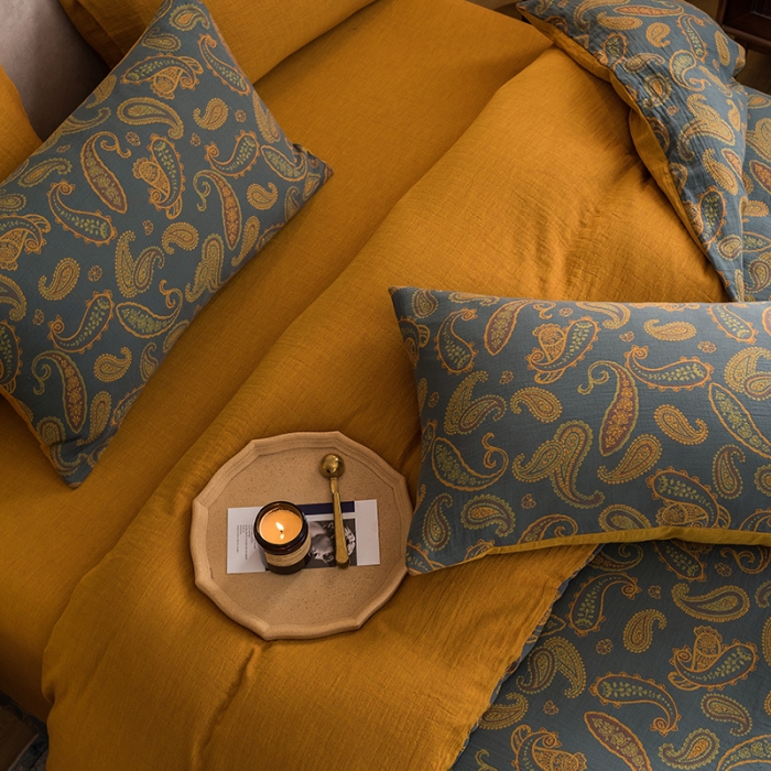 91家纺网 家纺一手货源 找家纺 黛馨 2023新款复古双层纱四件套 戴维-1