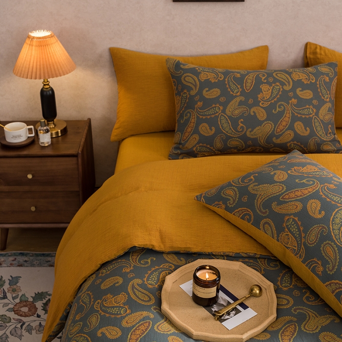 91家纺网 家纺一手货源 找家纺 黛馨 2023新款复古双层纱四件套 戴维-1