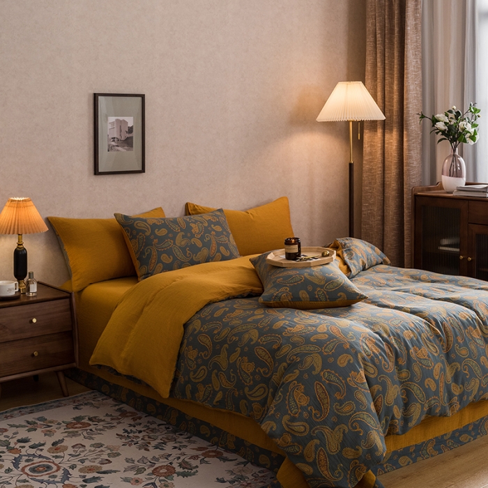 91家纺网 家纺一手货源 找家纺 黛馨 2023新款复古双层纱四件套 戴维-1