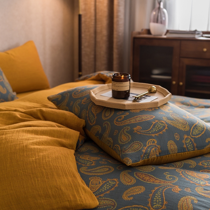 91家纺网 家纺一手货源 找家纺 黛馨 2023新款复古双层纱四件套 戴维-1