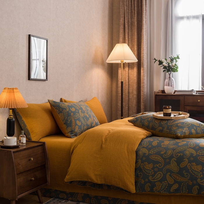 91家纺网 家纺一手货源 找家纺 黛馨 2023新款复古双层纱四件套 戴维-1