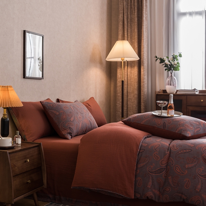 91家纺网 家纺一手货源 找家纺 黛馨 2023新款复古双层纱四件套 戴维-2