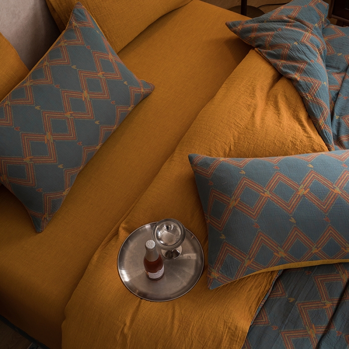 91家纺网 家纺一手货源 找家纺 黛馨 2023新款复古双层纱四件套 德尔斯