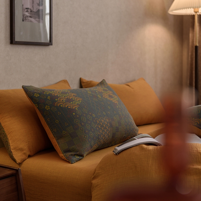 91家纺网 家纺一手货源 找家纺 黛馨 2023新款复古双层纱四件套 芬尼