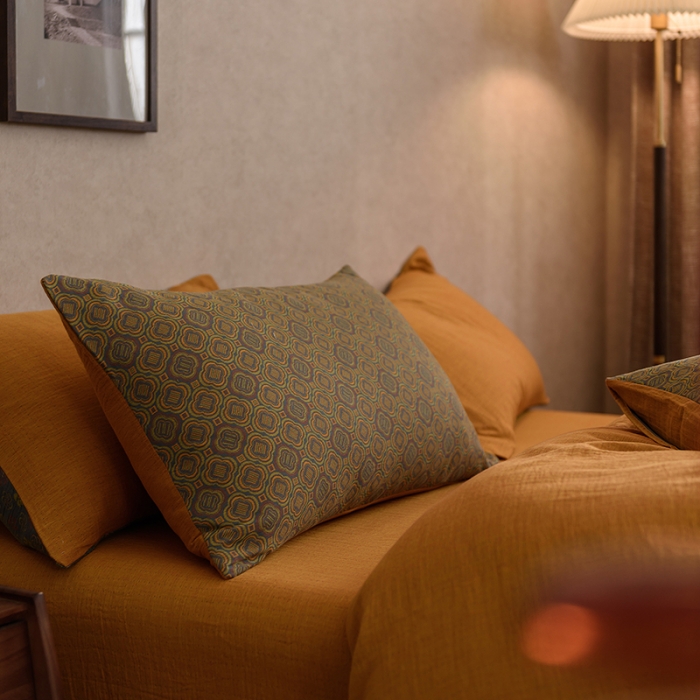 91家纺网 家纺一手货源 找家纺 黛馨 2023新款复古双层纱四件套 格伦-1