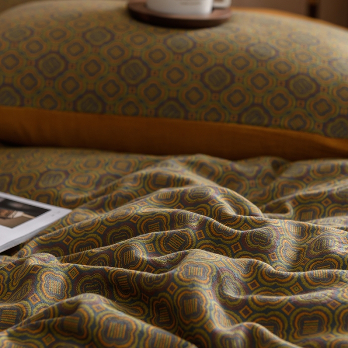 91家纺网 家纺一手货源 找家纺 黛馨 2023新款复古双层纱四件套 格伦-1