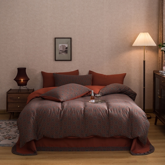 91家纺网 家纺一手货源 找家纺 黛馨 2023新款复古双层纱四件套 格伦-2