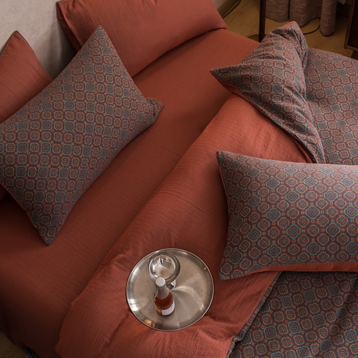 91家纺网 家纺一手货源 找家纺 黛馨 2023新款复古双层纱四件套 格伦-2