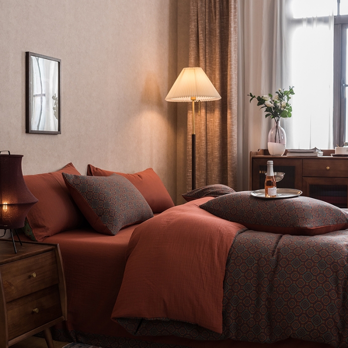 91家纺网 家纺一手货源 找家纺 黛馨 2023新款复古双层纱四件套 格伦-2