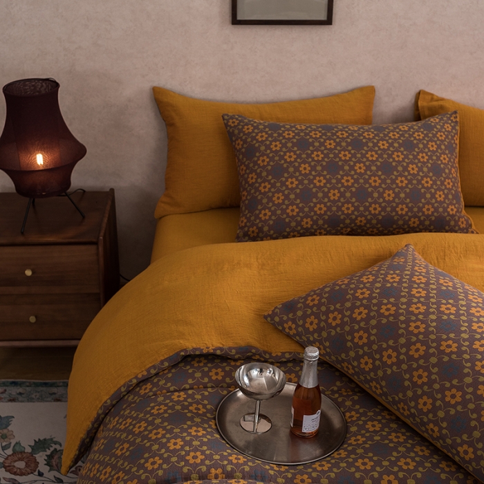 91家纺网 家纺一手货源 找家纺 黛馨 2023新款复古双层纱四件套 花舞-1