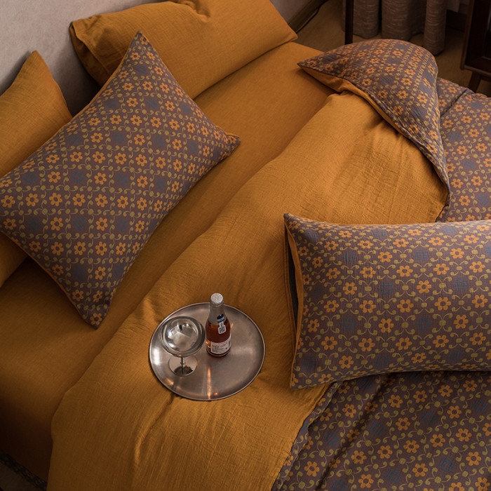 91家纺网 家纺一手货源 找家纺 黛馨 2023新款复古双层纱四件套 花舞-1