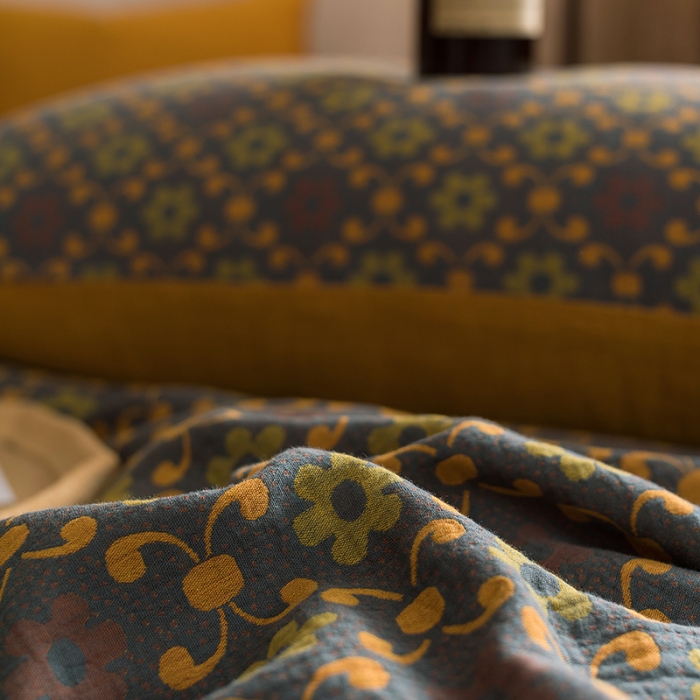 91家纺网 家纺一手货源 找家纺 黛馨 2023新款复古双层纱四件套 花舞-2