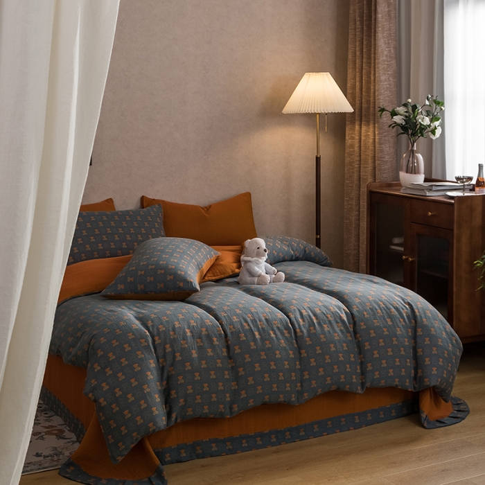 91家纺网 家纺一手货源 找家纺 黛馨 2023新款复古双层纱四件套 卡尔-1