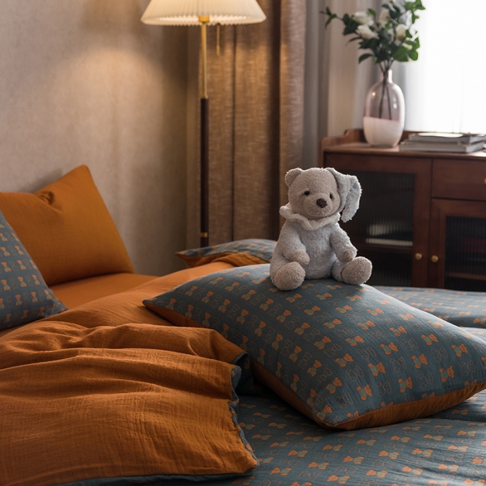 91家纺网 家纺一手货源 找家纺 黛馨 2023新款复古双层纱四件套 卡尔-1