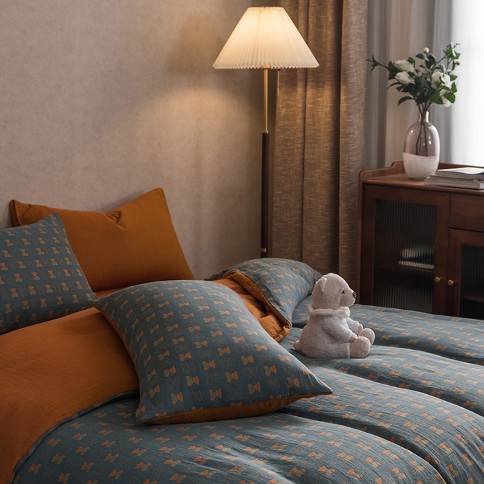 91家纺网 家纺一手货源 找家纺 黛馨 2023新款复古双层纱四件套 卡尔-1