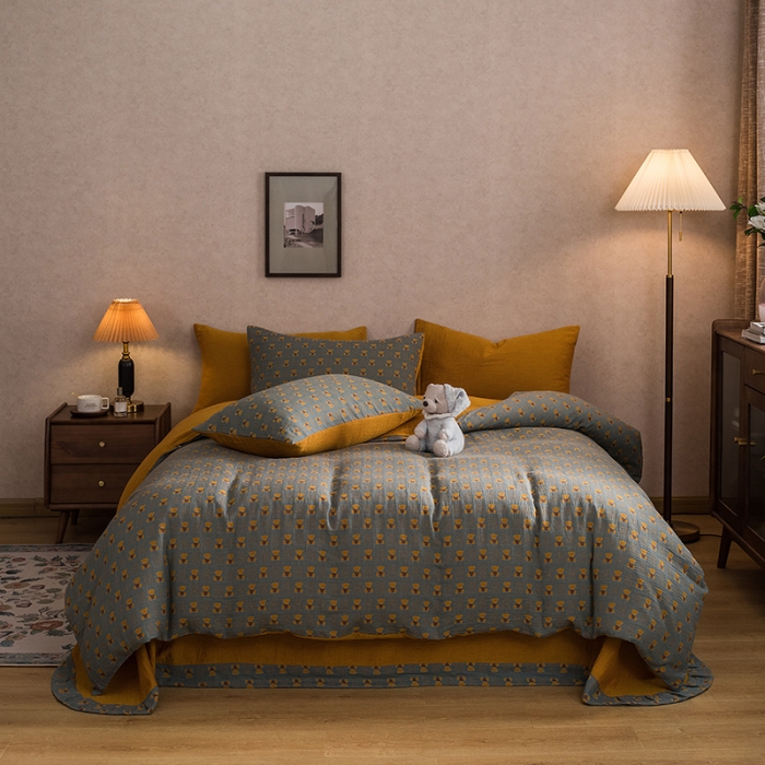 91家纺网 家纺一手货源 找家纺 黛馨 2023新款复古双层纱四件套 卡尔-2