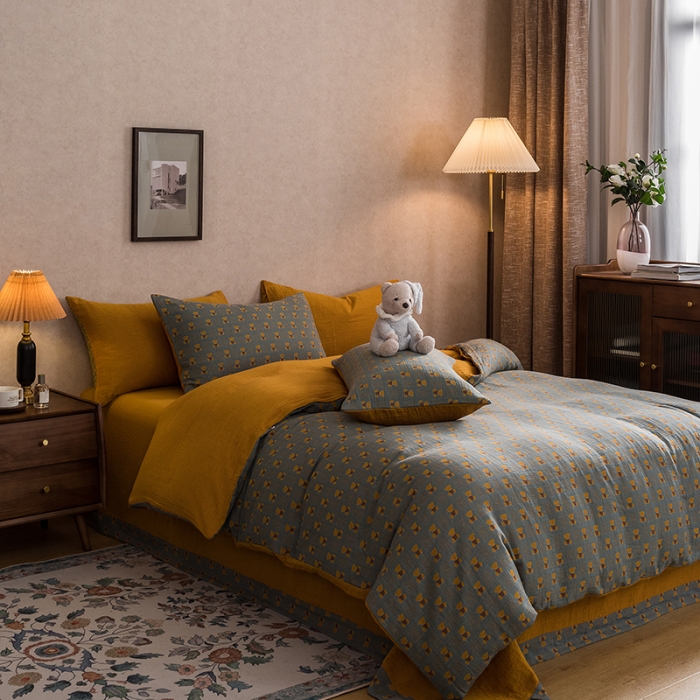 91家纺网 家纺一手货源 找家纺 黛馨 2023新款复古双层纱四件套 卡尔-2