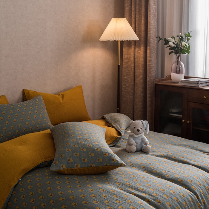 91家纺网 家纺一手货源 找家纺 黛馨 2023新款复古双层纱四件套 卡尔-2