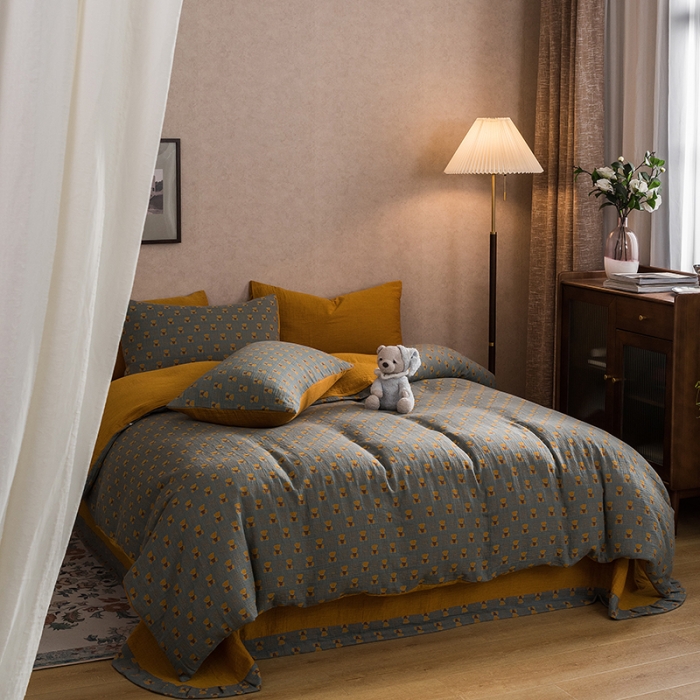 91家纺网 家纺一手货源 找家纺 黛馨 2023新款复古双层纱四件套 卡尔-2