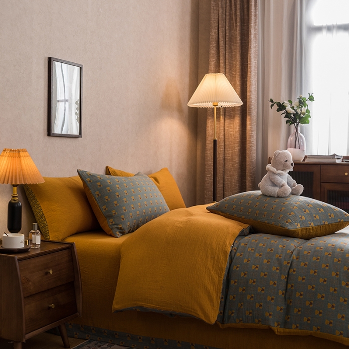 91家纺网 家纺一手货源 找家纺 黛馨 2023新款复古双层纱四件套 卡尔-2