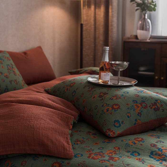 91家纺网 家纺一手货源 找家纺 黛馨 2023新款复古双层纱四件套 卡琳特斯