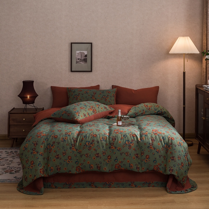 91家纺网 家纺一手货源 找家纺 黛馨 2023新款复古双层纱四件套 卡琳特斯