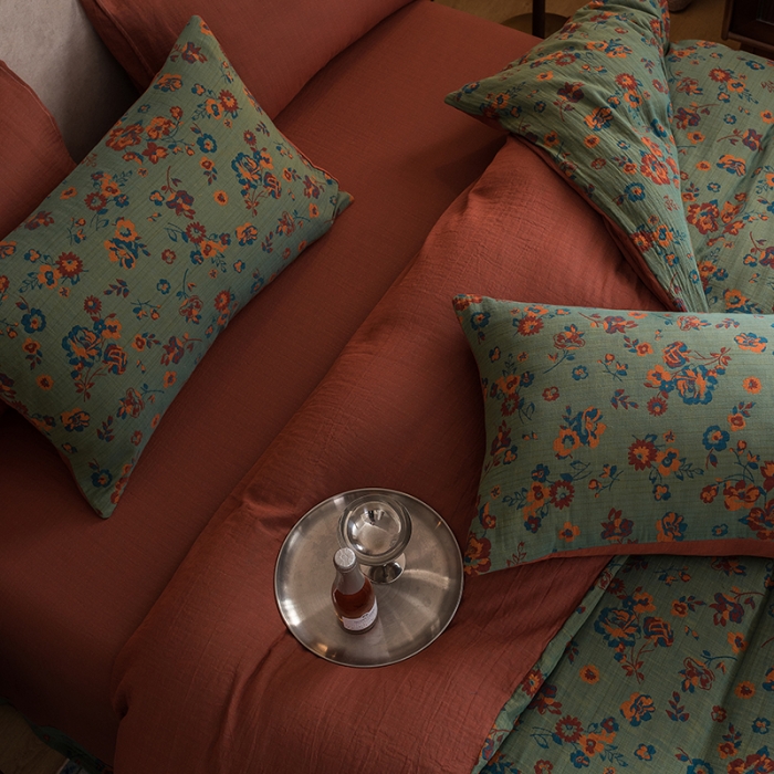 91家纺网 家纺一手货源 找家纺 黛馨 2023新款复古双层纱四件套 卡琳特斯