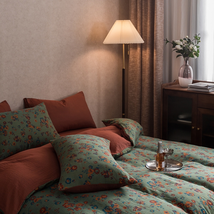 91家纺网 家纺一手货源 找家纺 黛馨 2023新款复古双层纱四件套 卡琳特斯