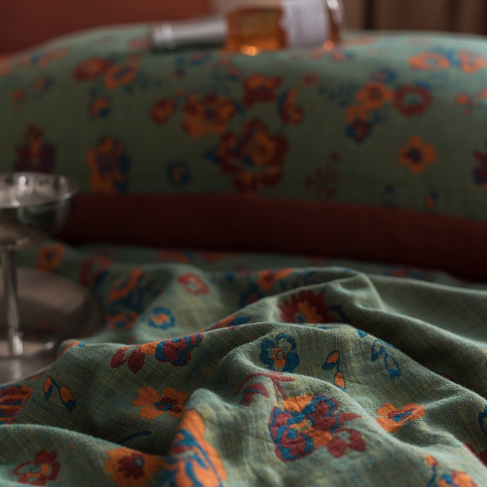 91家纺网 家纺一手货源 找家纺 黛馨 2023新款复古双层纱四件套 卡琳特斯