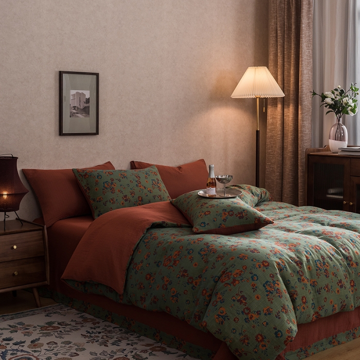 91家纺网 家纺一手货源 找家纺 黛馨 2023新款复古双层纱四件套 卡琳特斯