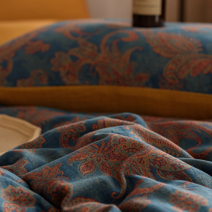 91家纺网 家纺一手货源 找家纺 黛馨 2023新款复古双层纱四件套 麦斯