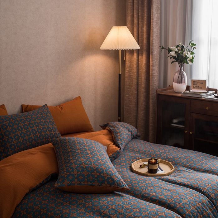 91家纺网 家纺一手货源 找家纺 黛馨 2023新款复古双层纱四件套 纳尔-2