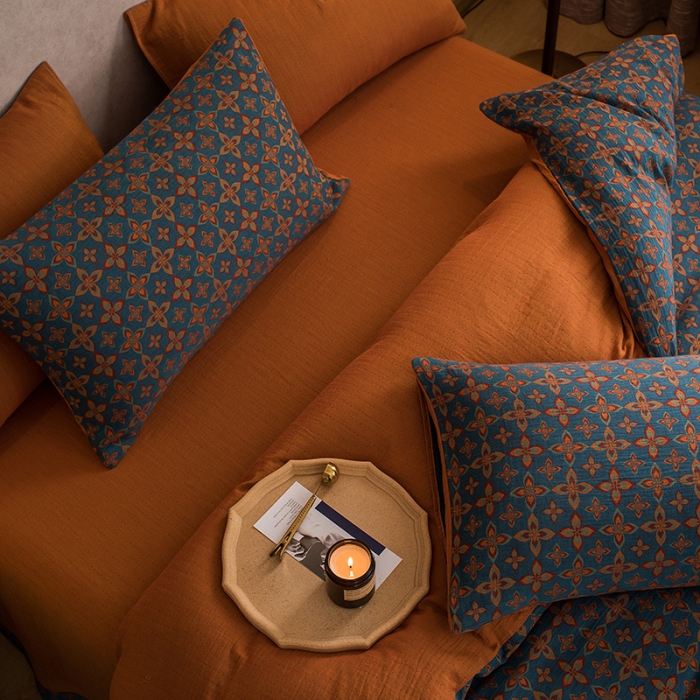 91家纺网 家纺一手货源 找家纺 黛馨 2023新款复古双层纱四件套 纳尔-2