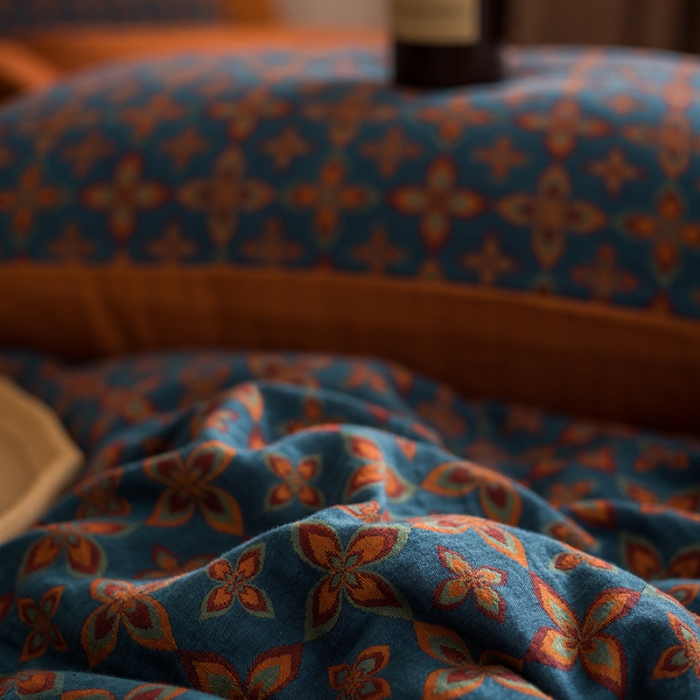 91家纺网 家纺一手货源 找家纺 黛馨 2023新款复古双层纱四件套 纳尔-2