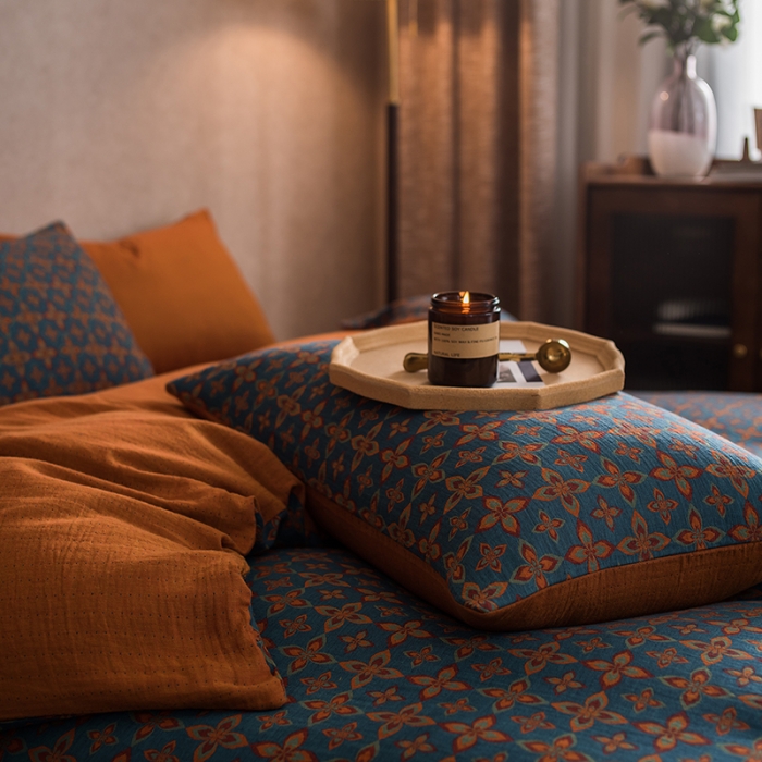 91家纺网 家纺一手货源 找家纺 黛馨 2023新款复古双层纱四件套 纳尔-2