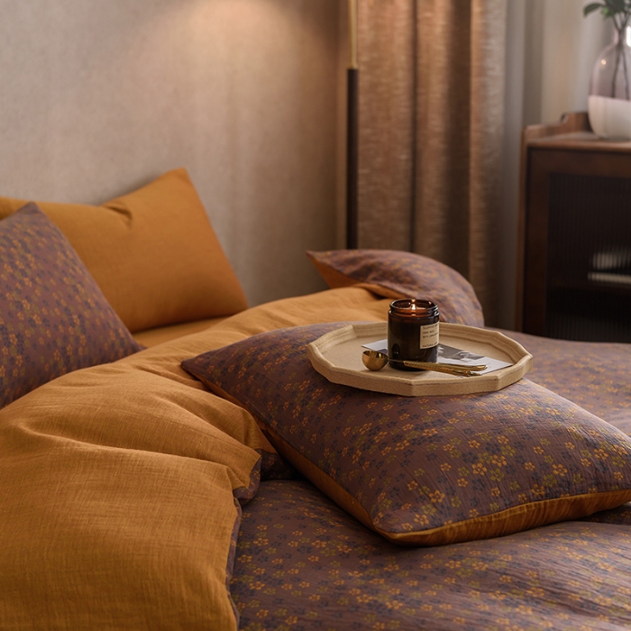 91家纺网 家纺一手货源 找家纺 黛馨 2023新款复古双层纱四件套 小梅花-1