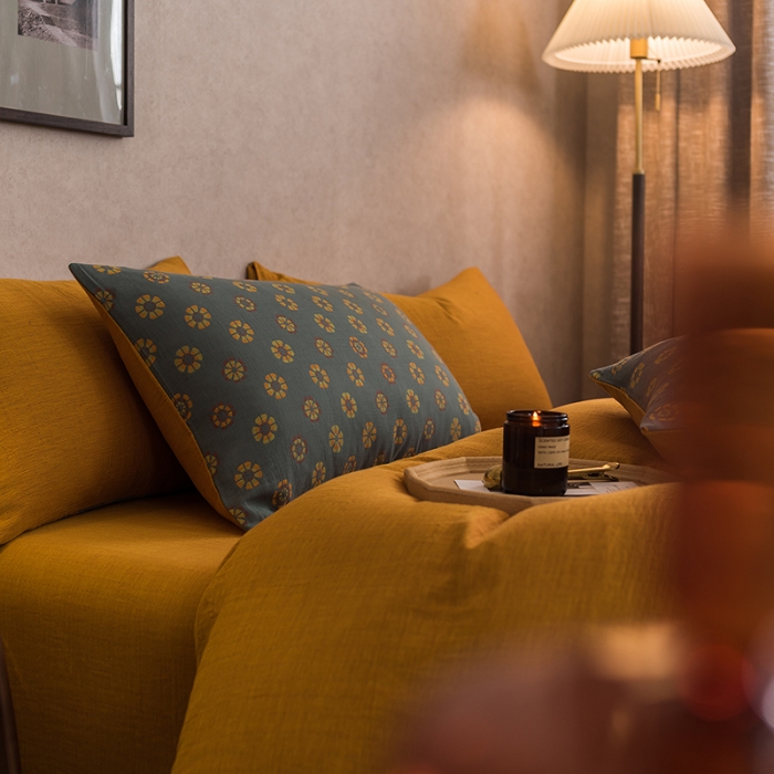 91家纺网 家纺一手货源 找家纺 黛馨 2023新款复古双层纱四件套 雪花-1