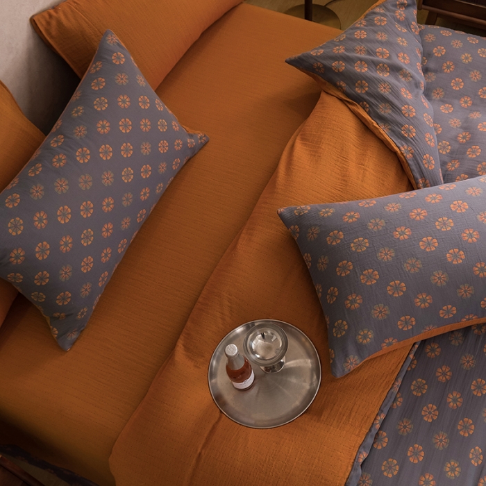 91家纺网 家纺一手货源 找家纺 黛馨 2023新款复古双层纱四件套 雪花-2