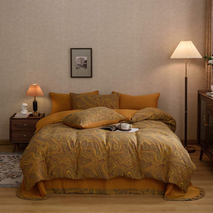 91家纺网 家纺一手货源 找家纺 黛馨 2023新款复古双层纱四件套 圆梦序曲-1