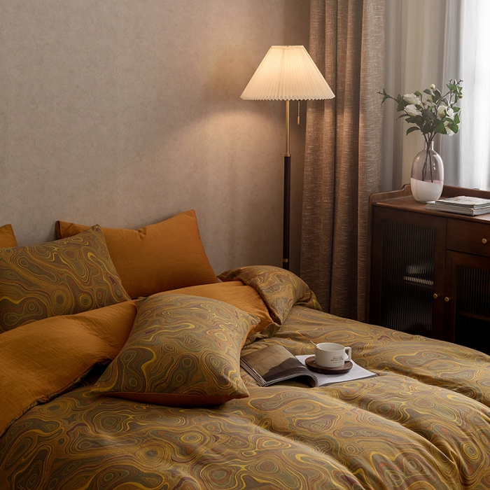 91家纺网 家纺一手货源 找家纺 黛馨 2023新款复古双层纱四件套 圆梦序曲-1