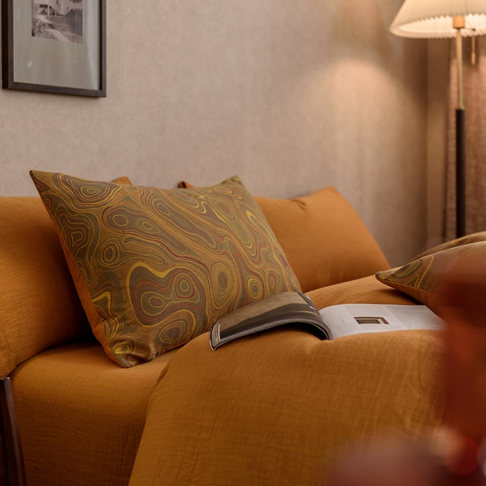 91家纺网 家纺一手货源 找家纺 黛馨 2023新款复古双层纱四件套 圆梦序曲-1