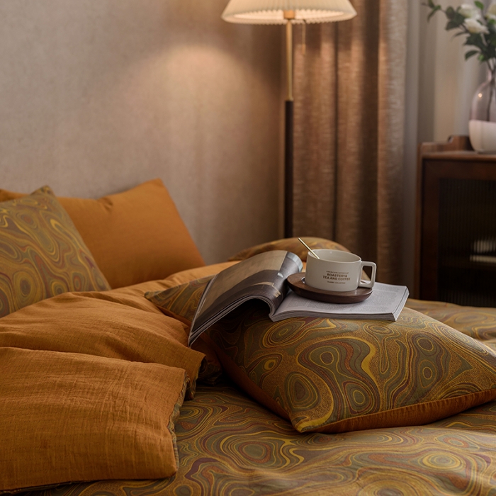 91家纺网 家纺一手货源 找家纺 黛馨 2023新款复古双层纱四件套 圆梦序曲-1