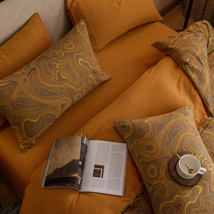 91家纺网 家纺一手货源 找家纺 黛馨 2023新款复古双层纱四件套 圆梦序曲-1