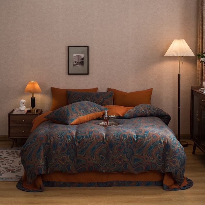 91家纺网 家纺一手货源 找家纺 黛馨 2023新款复古双层纱四件套 圆舞序曲-2