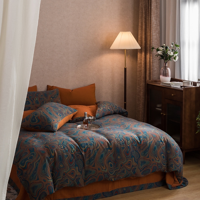 91家纺网 家纺一手货源 找家纺 黛馨 2023新款复古双层纱四件套 圆舞序曲-2