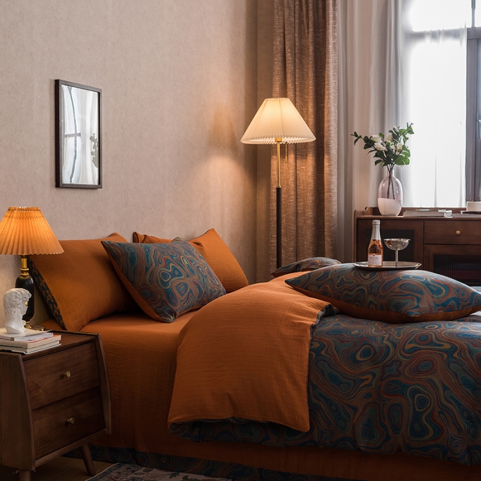 91家纺网 家纺一手货源 找家纺 黛馨 2023新款复古双层纱四件套 圆舞序曲-2