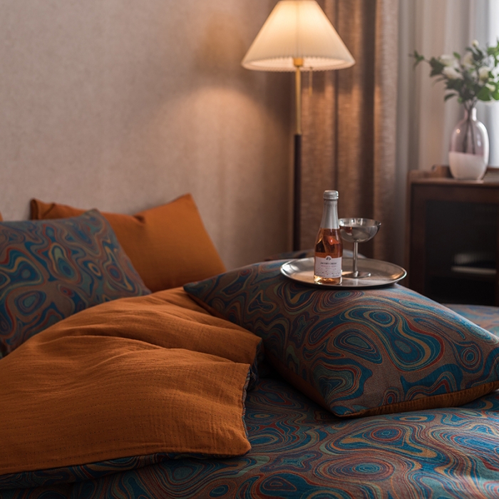 91家纺网 家纺一手货源 找家纺 黛馨 2023新款复古双层纱四件套 圆舞序曲-2