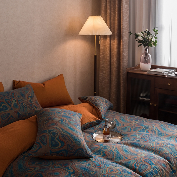 91家纺网 家纺一手货源 找家纺 黛馨 2023新款复古双层纱四件套 圆舞序曲-2