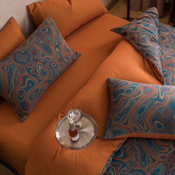 91家纺网 家纺一手货源 找家纺 黛馨 2023新款复古双层纱四件套 圆舞序曲-2