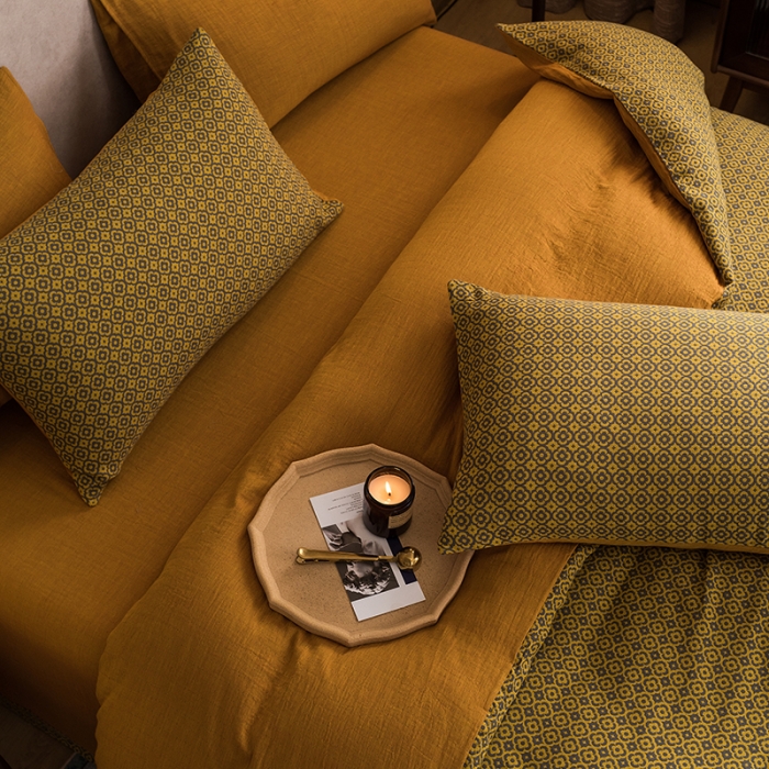 91家纺网 家纺一手货源 找家纺 黛馨 2023新款复古双层纱四件套 紫苏-1